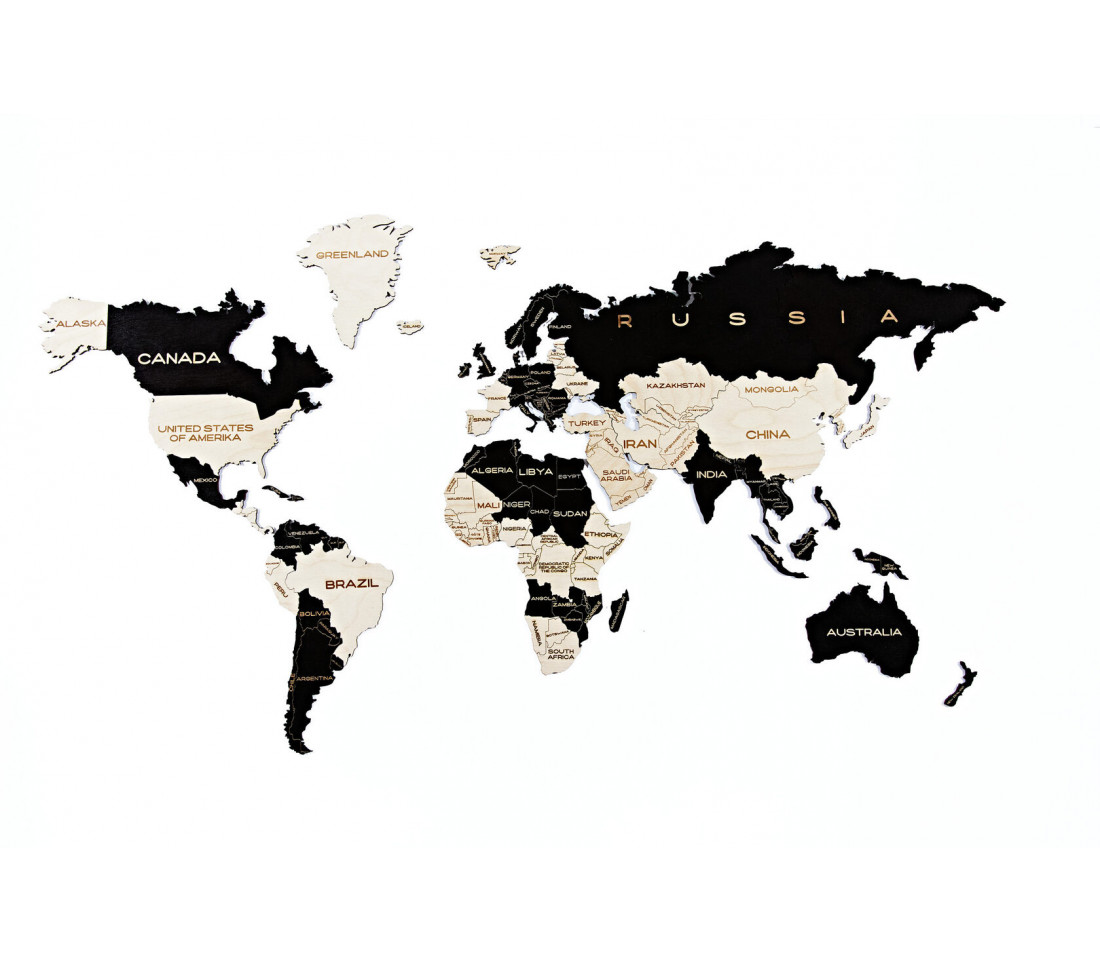 Карта мира деревянная - фото - 6