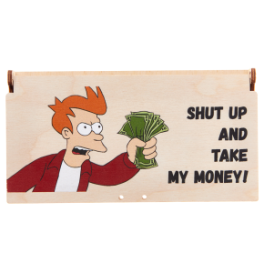 Деревянный конверт подарочный "Shut up and take my money" - фото - 3
